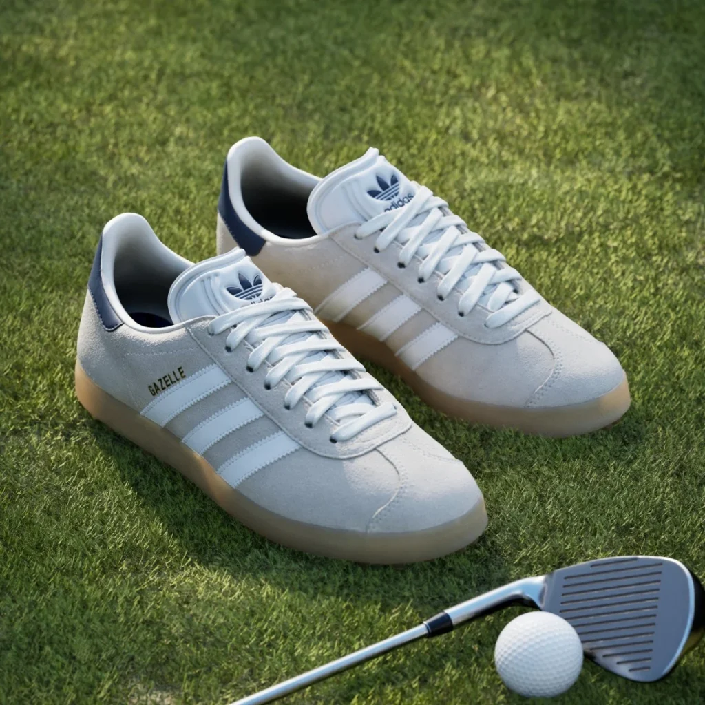 adidas Giày Golf Đinh Liền Gazelle – Unisex – Chalk White / Cloud White / Night Indigo