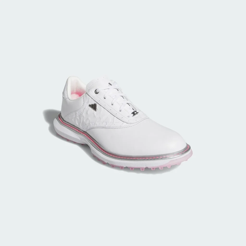 adidas Giày Golf Đinh Liền MC70 – Nữ – Cloud White / Silver Metallic / Lucid Pink