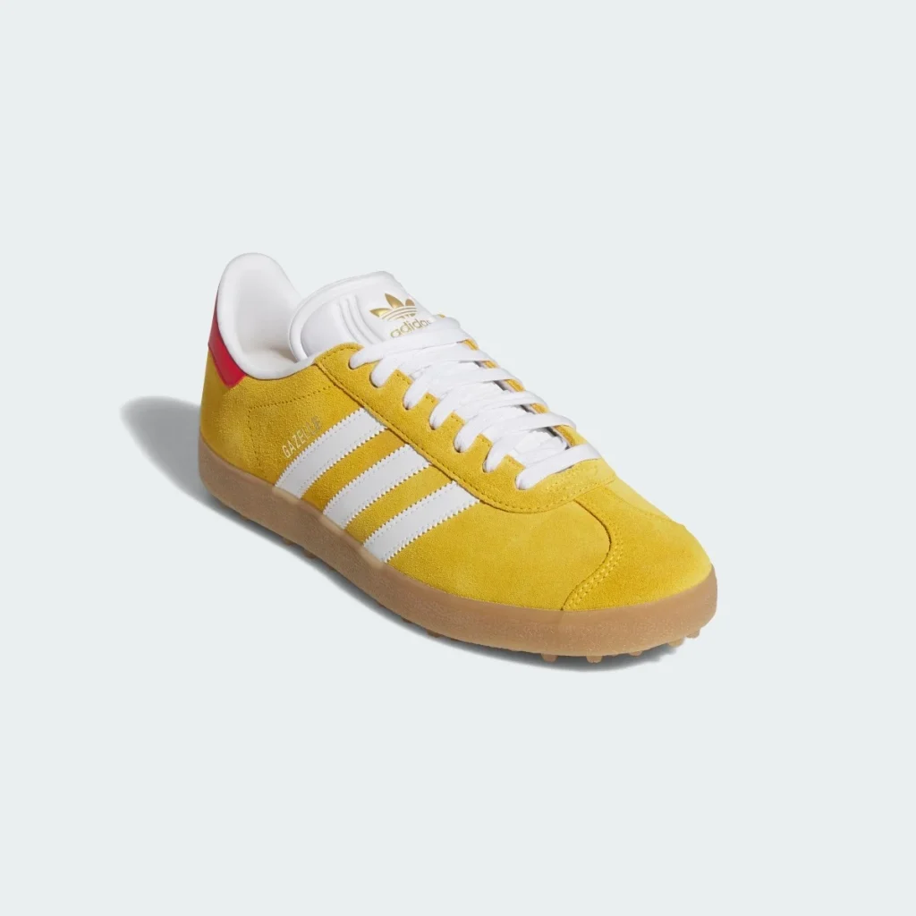 adidas Giày Golf Đinh Liền Gazelle – Unisex – Bold Gold / Cloud White / Better Scarlet